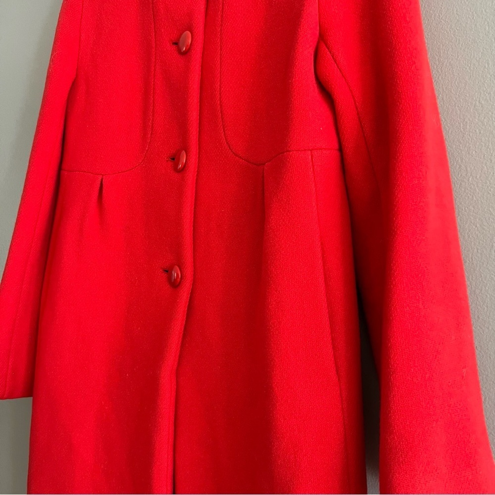 J. Crew Pea Coat Women Wool Blend Elegant Trench Jacket Old Money Red Sz 4 - Picture 5 of 14